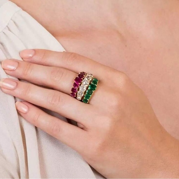 None Jewelry - Elegant Multi-Color Gemstone Ring